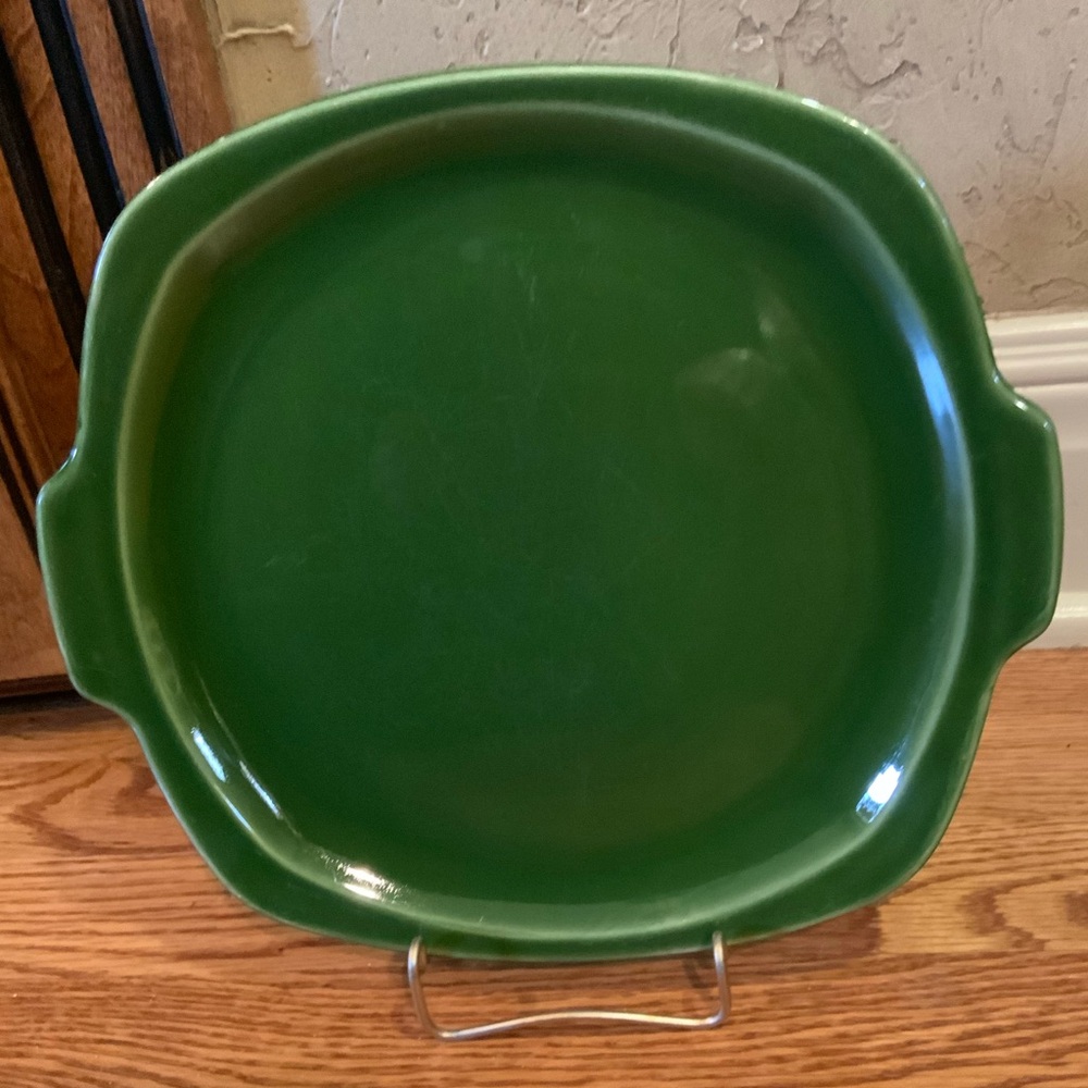 Paden City Pottery Serving Platter Handled Green Made in the USA